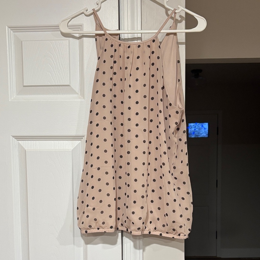 Express Tan and Black Polka Dot Halter Top